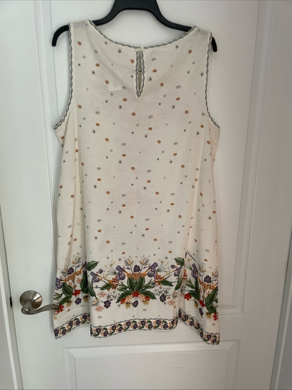 NWT $168 Max Studio London Linen Blend Ivory Floral Pockets A-Line Dress Large - Picture 6 of 11